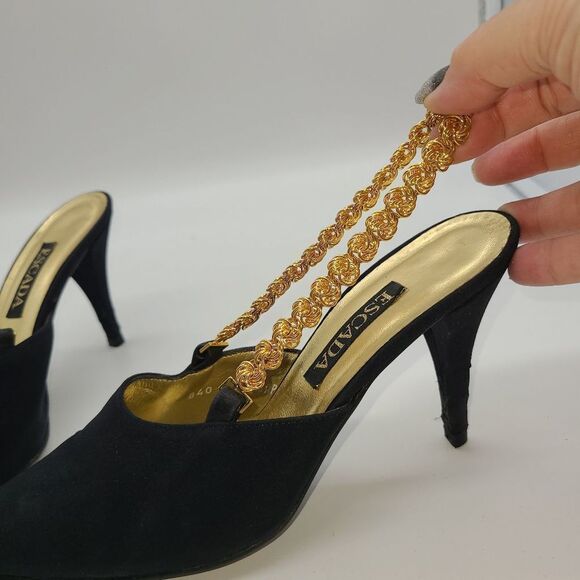 Escada Black and Gold Women's Shoes - Picture 2 of 15